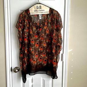 Chico’s blouse/coverup peacock womens top